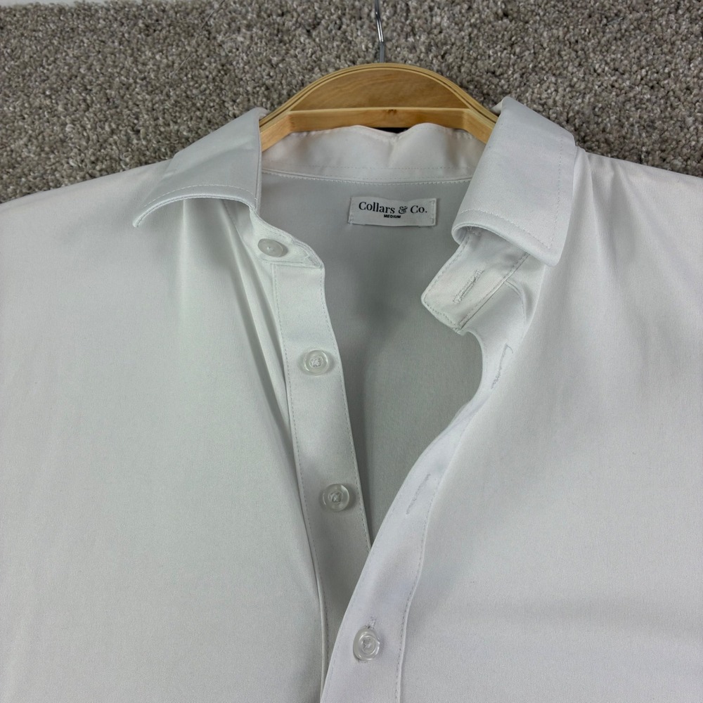 Collars & Co Mens White Dress Collar Polo Polyester Shirt Short Sleeve Career‎
